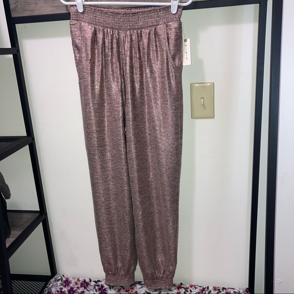 Anthropologie Pink Rose Metallic Shimmer Jogger Trouser Pants NWT - Picture 16 of 16